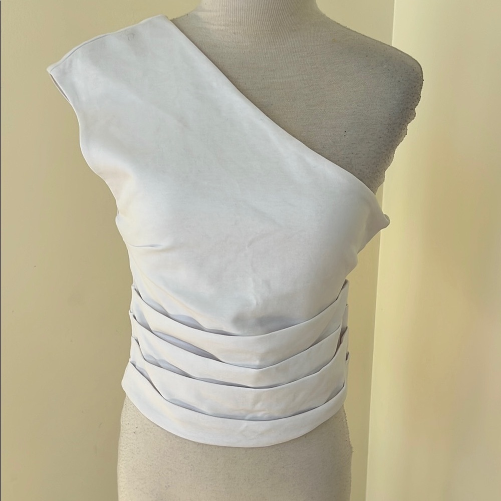 New! Zara large crop pleated one shoulder crop top.